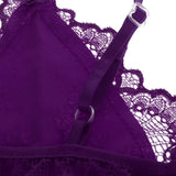 Maxbell Women Sexy Lace Bra Panty Thong Lingerie Set Sleepwear Purple XXL