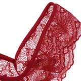 Maxbell Women Sexy Lace Bra Panty Thong Lingerie Set Sleepwear Wine Red XXL