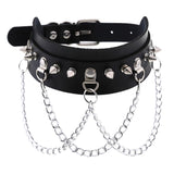 Maxbell Gothic Pu Leather Choker Women Spike Metal Chain Necklace Punk Jewelry Black