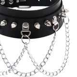 Maxbell Gothic Pu Leather Choker Women Spike Metal Chain Necklace Punk Jewelry Black