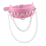 Maxbell Women Mens Punk Gothic Collar Choker PU Leather Spike Rivet Necklace Pink