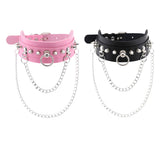 Maxbell Women Mens Punk Gothic Collar Choker PU Leather Spike Rivet Necklace Pink