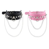 Maxbell Women Mens Punk Gothic Collar Choker PU Leather Spike Rivet Necklace Pink