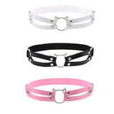 Maxbell Fashion Punk Gothic Cat Leather Elastic Garter Belt Leg Thigh Ring Pink