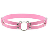 Maxbell Fashion Punk Gothic Cat Leather Elastic Garter Belt Leg Thigh Ring Pink
