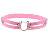 Maxbell Fashion Punk Gothic Cat Leather Elastic Garter Belt Leg Thigh Ring Pink