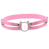 Maxbell Fashion Punk Gothic Cat Leather Elastic Garter Belt Leg Thigh Ring Pink