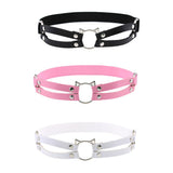 Maxbell Fashion Punk Gothic Cat Leather Elastic Garter Belt Leg Thigh Ring Pink