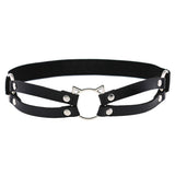 Maxbell Fashion Punk Gothic Cat Leather Elastic Garter Belt Leg Thigh Ring Black