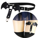 Maxbell Bat Wing Garter Leg Ring Punk Harness Garter Belt Adjustable Suspender Black