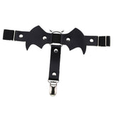 Maxbell Bat Wing Garter Leg Ring Punk Harness Garter Belt Adjustable Suspender Black
