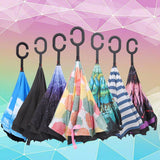 Maxbell Double Layer Inverted Reversible Umbrellas Umbrella Parasol Upside Down Black