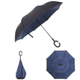Maxbell Double Layer Inverted Reversible Umbrellas Umbrella Parasol Upside Down Navy Blue