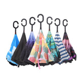 Maxbell Double Layer Inverted Reversible Umbrellas Umbrella Parasol Upside Down Navy Blue