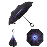 Maxbell Double Layer Inverted Reversible Umbrellas Umbrella Parasol Upside Down Starry Sky
