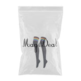 Maxbell Lady Stripes Over Knee High Stockings Cosplay Long Party Socks Leg Warmer Black with Colorful Stripe