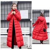 Maxbell Faux Fur Hooded Long Down Puffer Womens Coat Zipper Quilted Jacket Red M