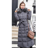 Maxbell Faux Fur Hooded Long Down Puffer Womens Coat Zipper Quilted Jacket Gray XL