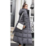 Maxbell Faux Fur Hooded Long Down Puffer Womens Coat Zipper Quilted Jacket Gray XL
