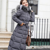 Maxbell Faux Fur Hooded Long Down Puffer Womens Coat Zipper Quilted Jacket Gray XL