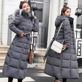 Maxbell Faux Fur Hooded Long Down Puffer Womens Coat Zipper Quilted Jacket Gray XL