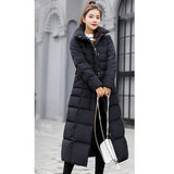 Maxbell Faux Fur Hooded Long Down Puffer Womens Coat Zipper Quilted Jacket Black 3XL