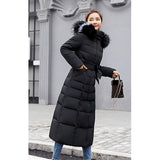 Maxbell Faux Fur Hooded Long Down Puffer Womens Coat Zipper Quilted Jacket Black 3XL