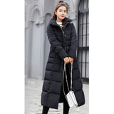 Maxbell Faux Fur Hooded Long Down Puffer Womens Coat Zipper Quilted Jacket Black 3XL