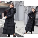 Maxbell Faux Fur Hooded Long Down Puffer Womens Coat Zipper Quilted Jacket Black 3XL
