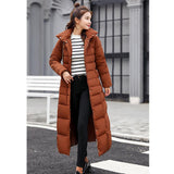 Maxbell Faux Fur Hooded Long Down Puffer Womens Coat Zipper Quilted Jacket Brown XL