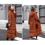 Maxbell Faux Fur Hooded Long Down Puffer Womens Coat Zipper Quilted Jacket Brown XL