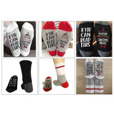 Maxbell Mens Womens Fashion Cotton Novelty Letter Printed Ankle Socks Gray
