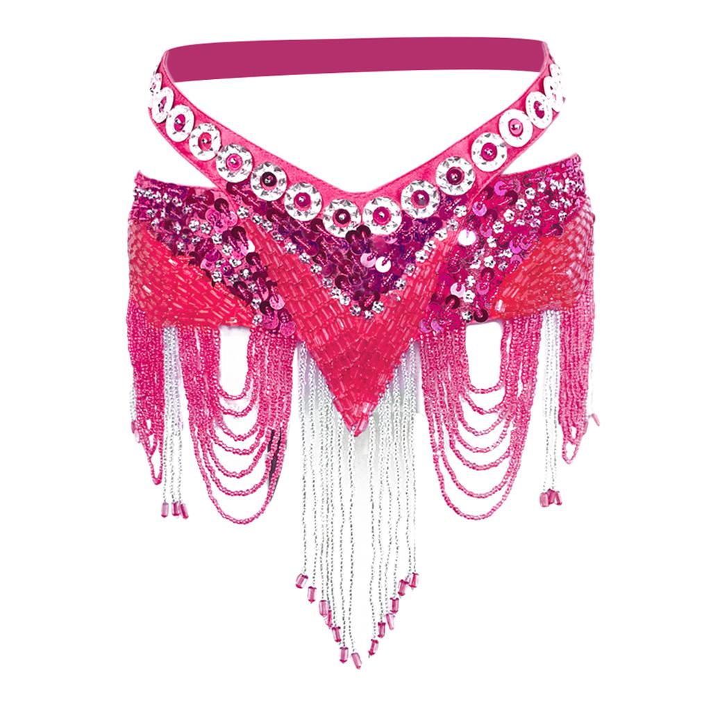 Belly Dance Waist Chain Belt Rose Red