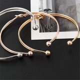 Maxbell Open Cuff Bracelet Adjustable Skinny Wire Bangle Women Jewelry Golden