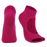 Maxbell Womens Sport Gym Yoga Socks Non Slip Half Toe Sticky Grip Socks  Rose red
