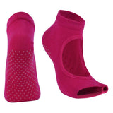 Maxbell Womens Sport Gym Yoga Socks Non Slip Half Toe Sticky Grip Socks  Rose red