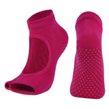 Maxbell Womens Sport Gym Yoga Socks Non Slip Half Toe Sticky Grip Socks  Rose red