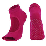 Maxbell Womens Sport Gym Yoga Socks Non Slip Half Toe Sticky Grip Socks  Rose red