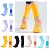 Maxbell Yoga Socks Womens Toeless Non Slip Rubber Grip Heel Barre Dance Socks Yellow