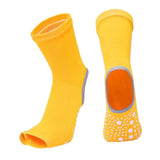 Maxbell Yoga Socks Womens Toeless Non Slip Rubber Grip Heel Barre Dance Socks Yellow
