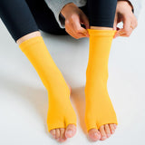 Maxbell Yoga Socks Womens Toeless Non Slip Rubber Grip Heel Barre Dance Socks Yellow
