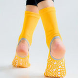 Maxbell Yoga Socks Womens Toeless Non Slip Rubber Grip Heel Barre Dance Socks Yellow
