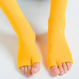 Maxbell Yoga Socks Womens Toeless Non Slip Rubber Grip Heel Barre Dance Socks Yellow