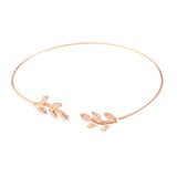 Maxbell Simple Leaf Open Cuff Bracelet Wire Bangle Wrap Wristband Jewelry Rose Gold