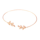 Maxbell Simple Leaf Open Cuff Bracelet Wire Bangle Wrap Wristband Jewelry Rose Gold