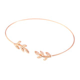 Maxbell Simple Leaf Open Cuff Bracelet Wire Bangle Wrap Wristband Jewelry Rose Gold