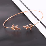 Maxbell Simple Leaf Open Cuff Bracelet Wire Bangle Wrap Wristband Jewelry Rose Gold