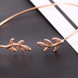 Maxbell Simple Leaf Open Cuff Bracelet Wire Bangle Wrap Wristband Jewelry Rose Gold