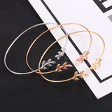 Maxbell Simple Leaf Open Cuff Bracelet Wire Bangle Wrap Wristband Jewelry Rose Gold