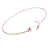 Maxbell Womens Moon Star Open Cuff Bracelet Bangle Wristband Jewelry Rose Gold